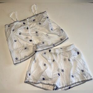 Calypso St Barthes Vacation Embroidered Two-Piece Set shorts tank top